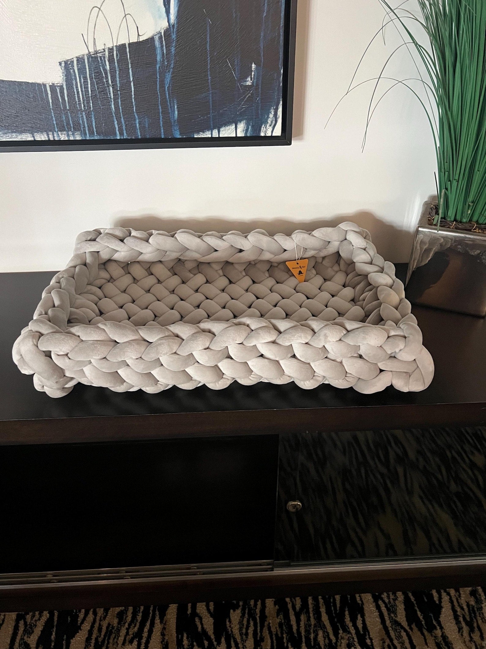 Fury Stitch® Handgestricktes Samt-Katzenbett | Orthopädisches Kuschelnest